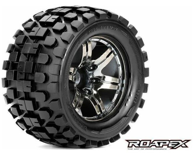 Rhythm 1:10 Monster Truck Tire Chrome Black Wheel with 0 Offset