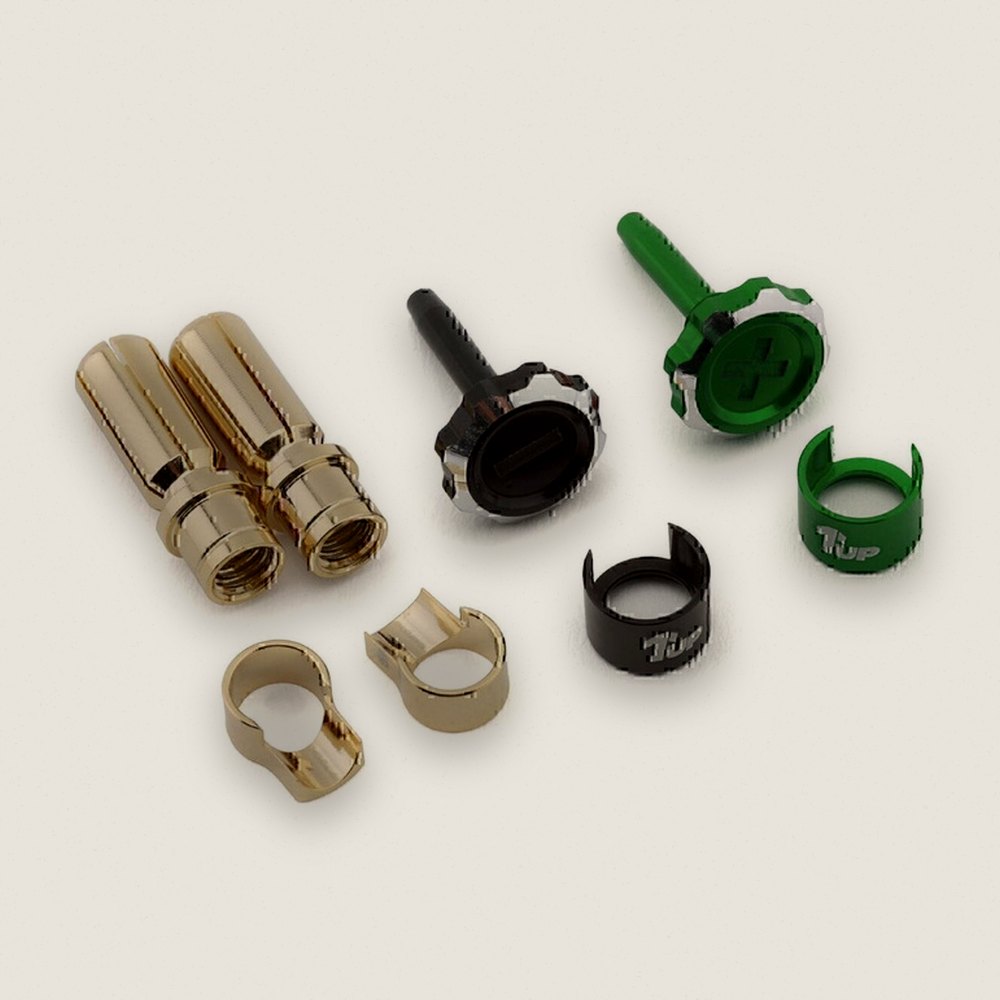 Bullet Plug Grips, Adjustable Lockdown with 5mm Bullets (Green/Black) - 1UP Racing