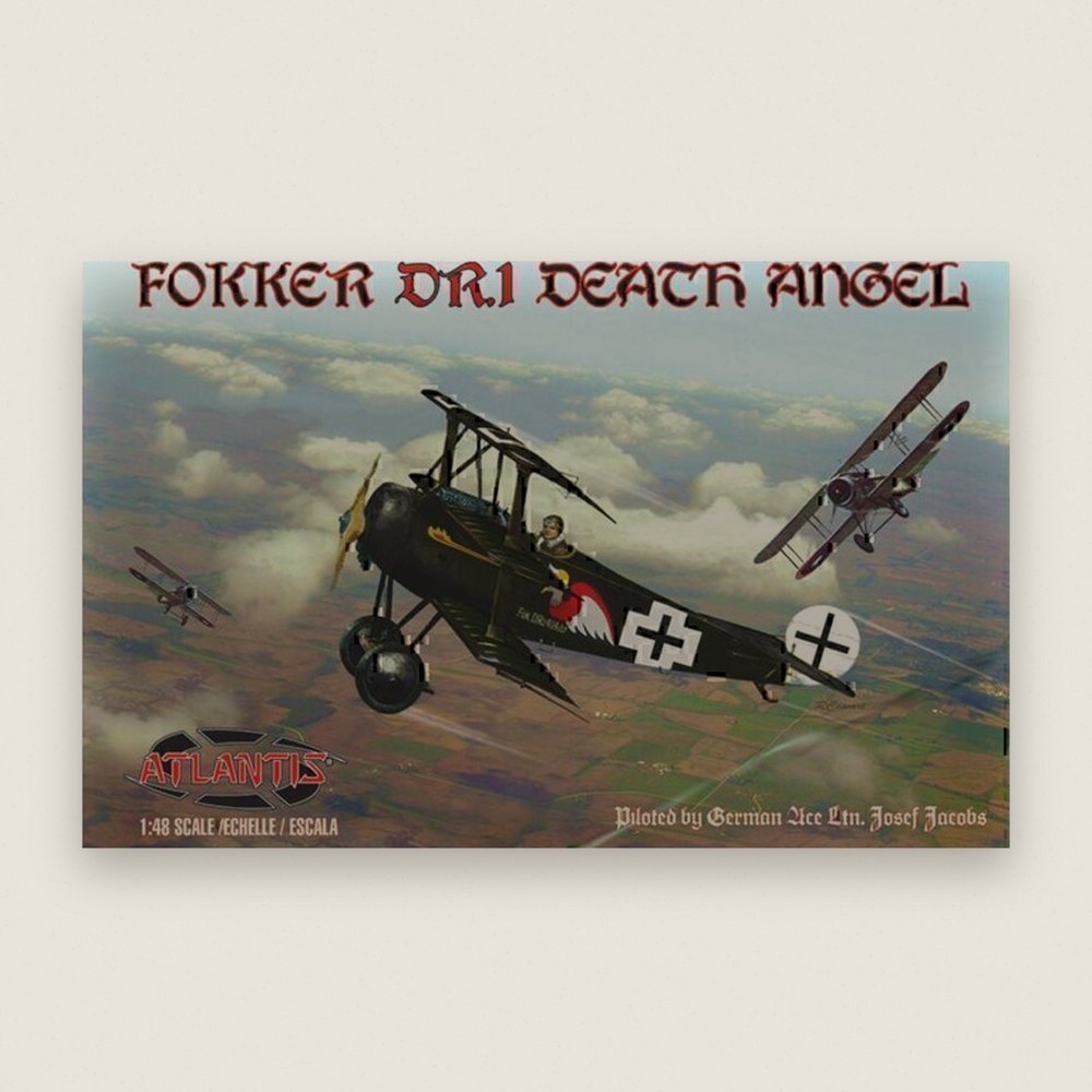 Plastic Model, 1/48 Fokker Dr1 Death Angel with Trading Card - Atlantis Models