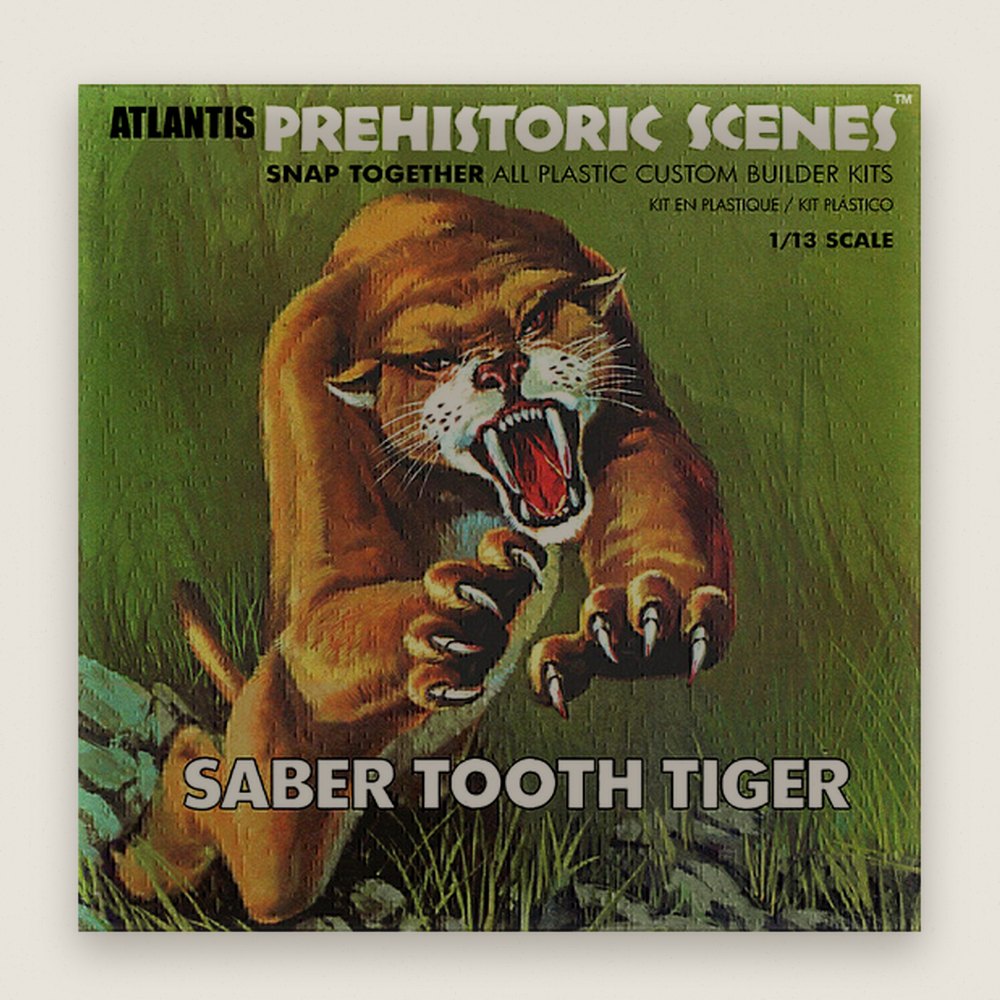Plastic Model Kit, Prehistoric Scenes Saber Tooth Tiger 1/13 - Atlantis Models