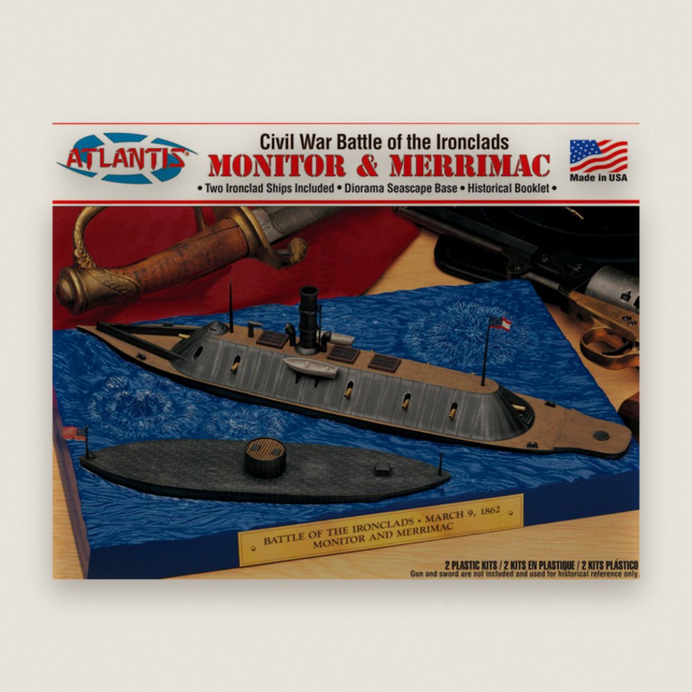 Plastic Model Kit, Civil War Monitor and Merrimack Set - Atlantis Models