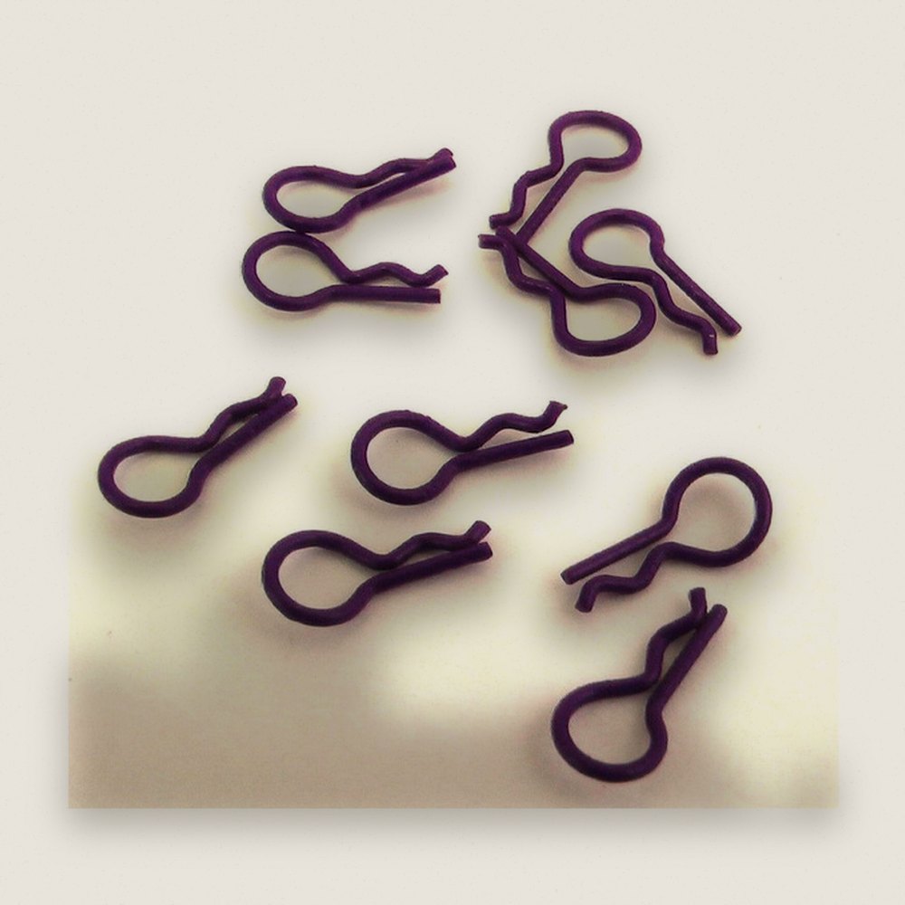 Body Clips, Purple, 11.6mm Long, .91mm Wire (10) - Hot Racing