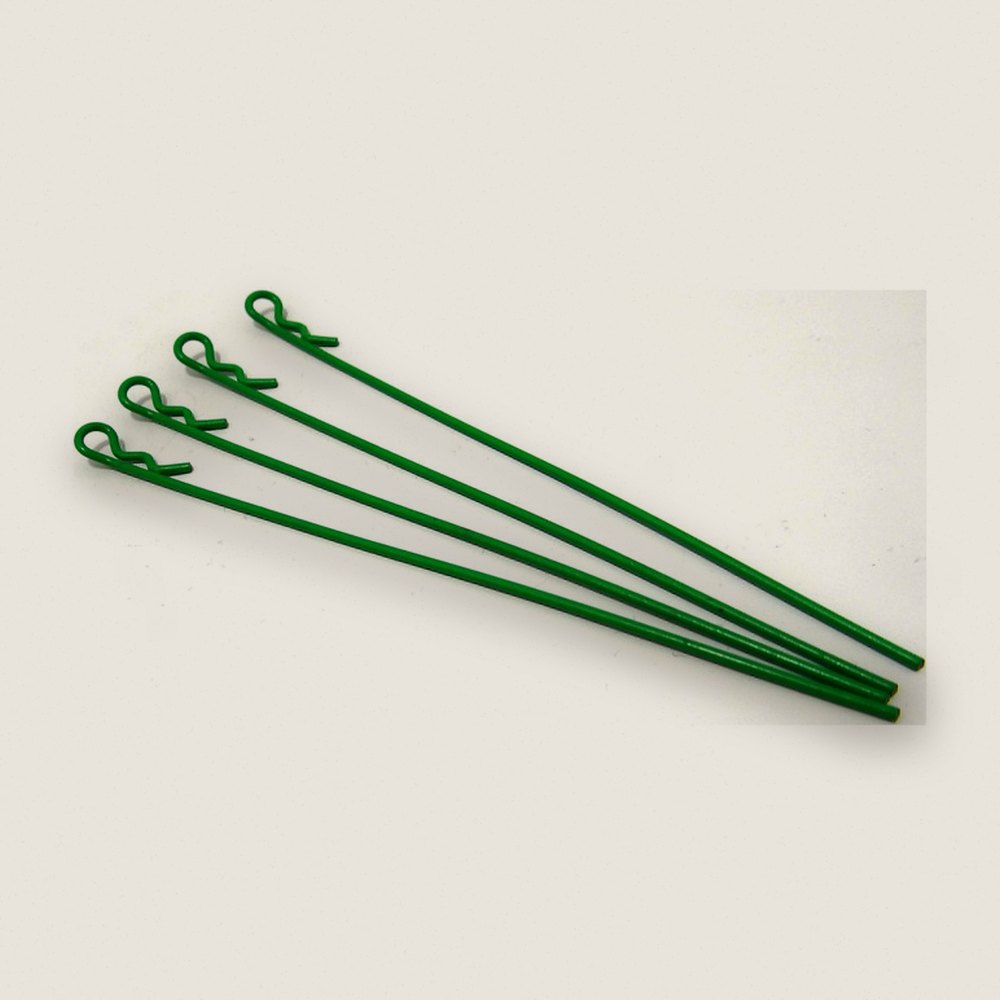 Bent Body Clips, Green, 105mm Long, 1.2mm Wire (10) - X-Spede