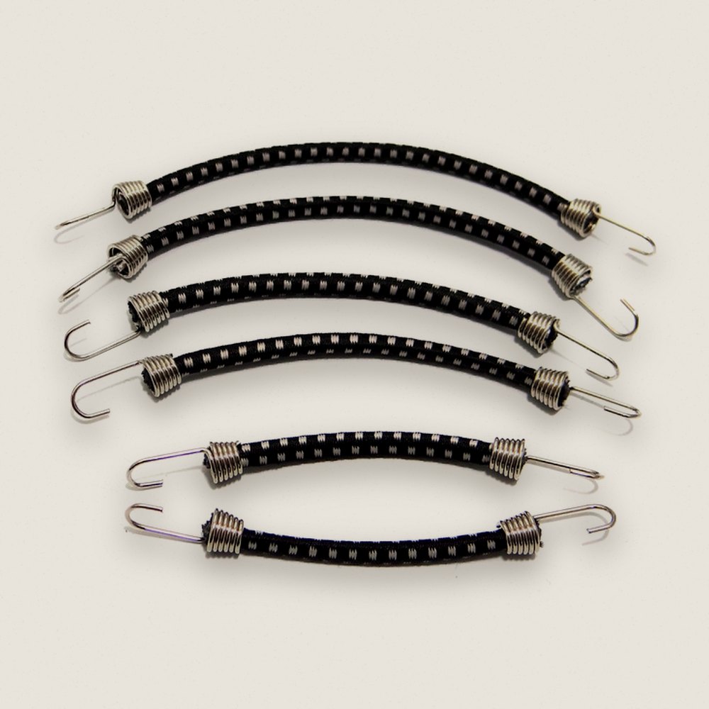 1:10 Scale Elastic Cord Set (6), Black with White - Hot Racing