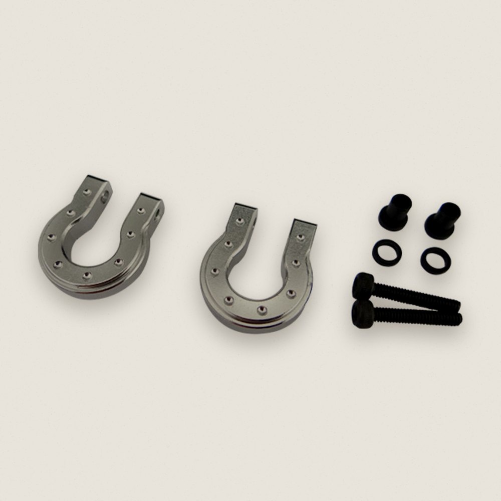 Monster D-Ring Shackles, Aluminum Silver for TRX-4, SCX10, SCX10 II - Hot Racing