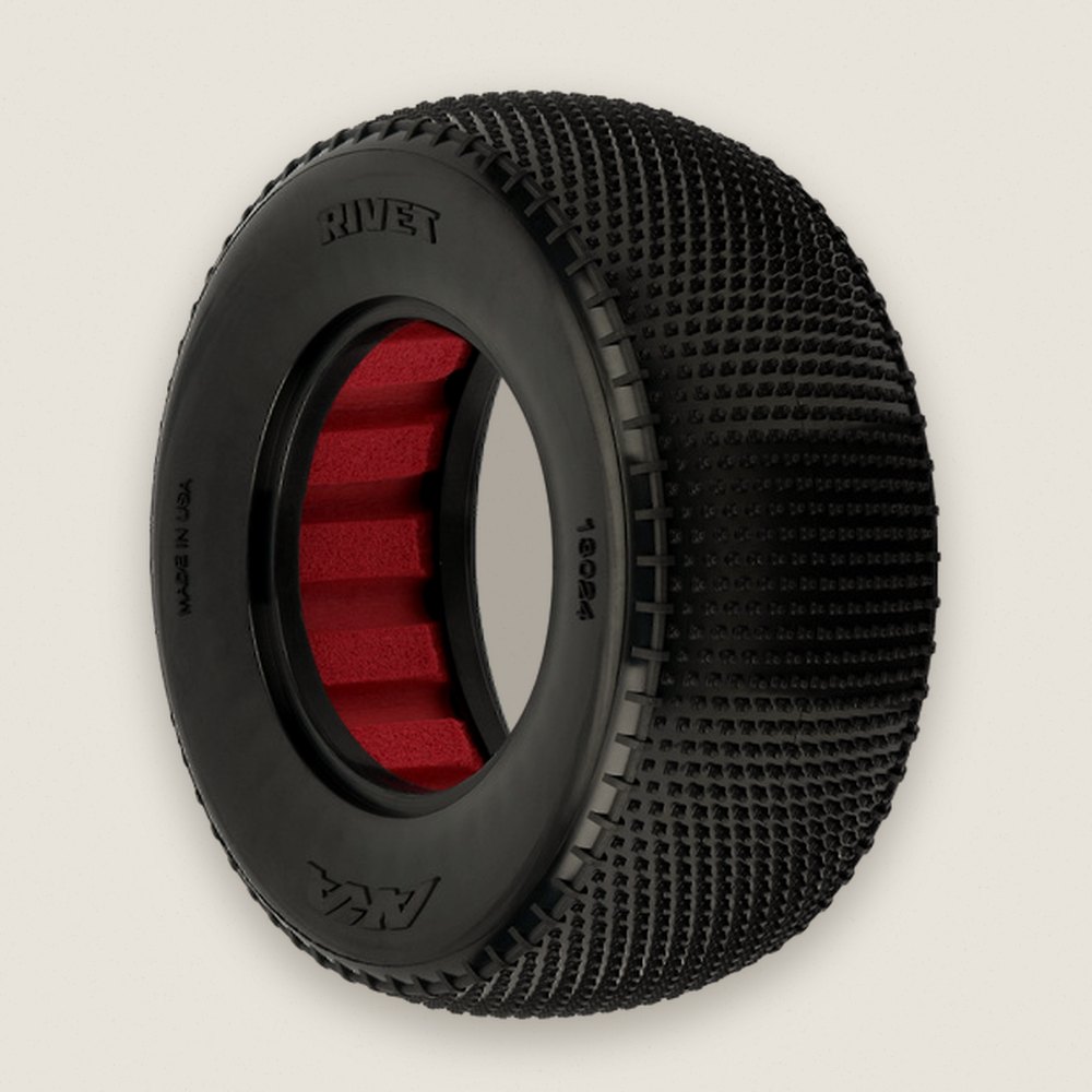 Rivet Medium Carpet Tires, 2.2/3.0 (2) for Short Course Trucks, Front or Rear - AKA Racing