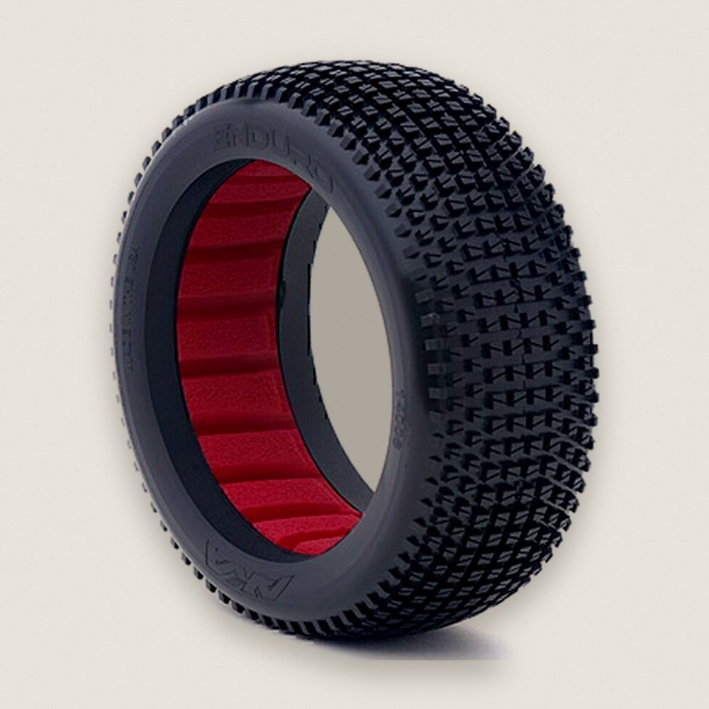Buggy Tires, 1:8 Gridiron Super Soft Long Wear with Red Inserts - AKA Racing