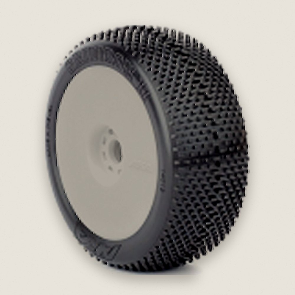 EVO Premounted Wheels, 1:8 Buggy Gridiron II Super Soft Long Wear, White - AKA Racing