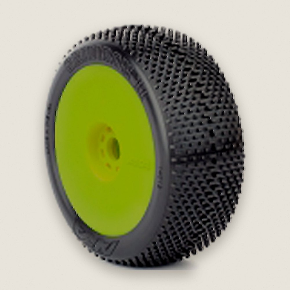 EVO Premounted Wheels, 1/8 Gridiron II Super Soft Long Wear, Yellow BX - AKA Racing