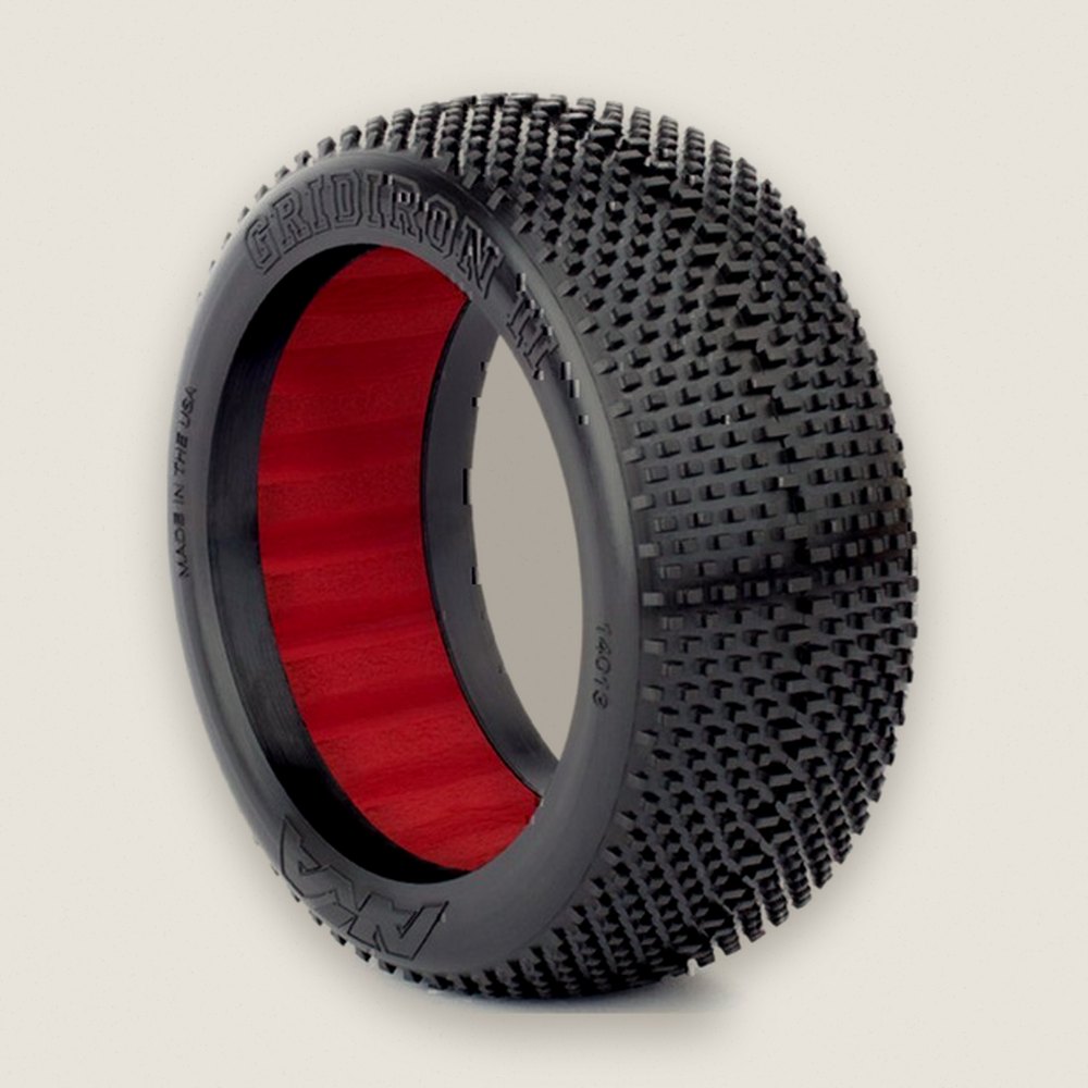 Buggy Tires, 1:8 Gridiron II with Red Inserts, Pair - AKA Racing