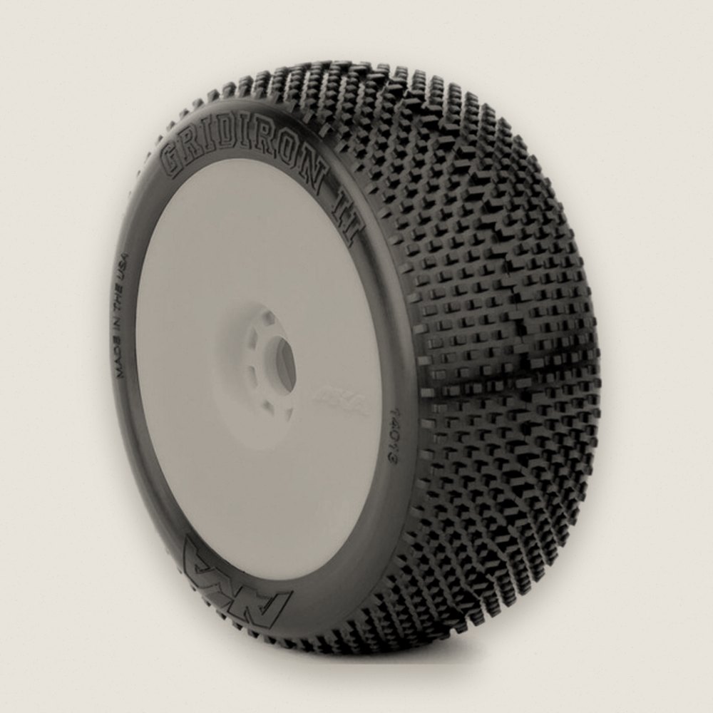 EVO Premounted Wheels, 1:8 Buggy Gridiron II Medium Long Wear, White - AKA Racing