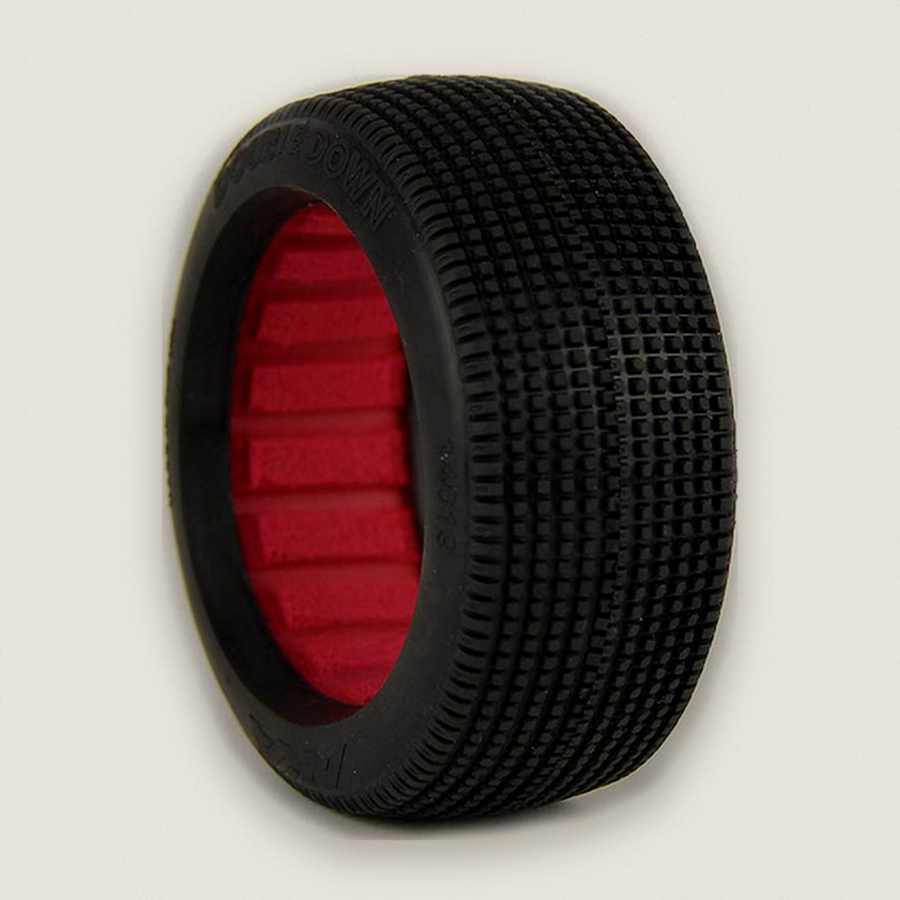 Buggy Tire, 1/8 Double Down Soft Long Wear with Red Insert (2) - AKA Racing