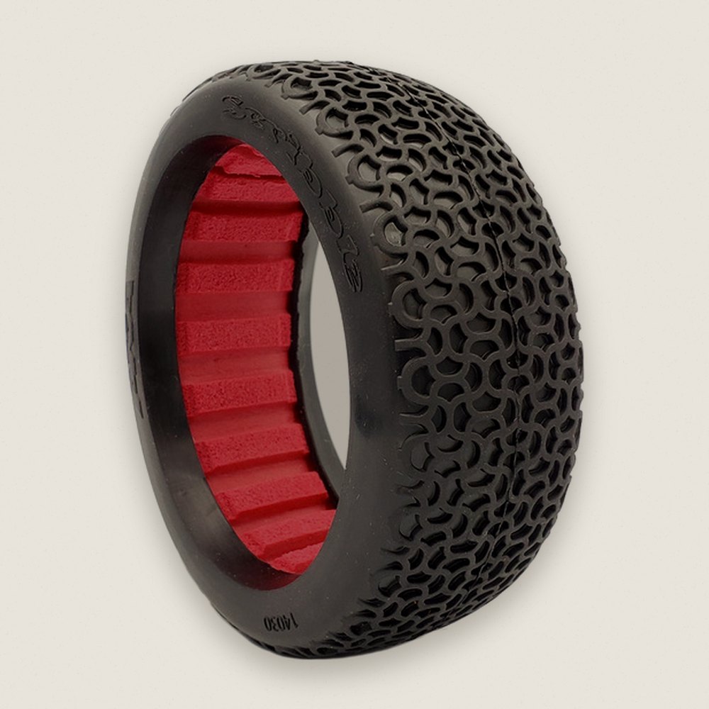 Buggy Tires, 1:8 Scribble Medium Long Wear, Red - AKA Racing