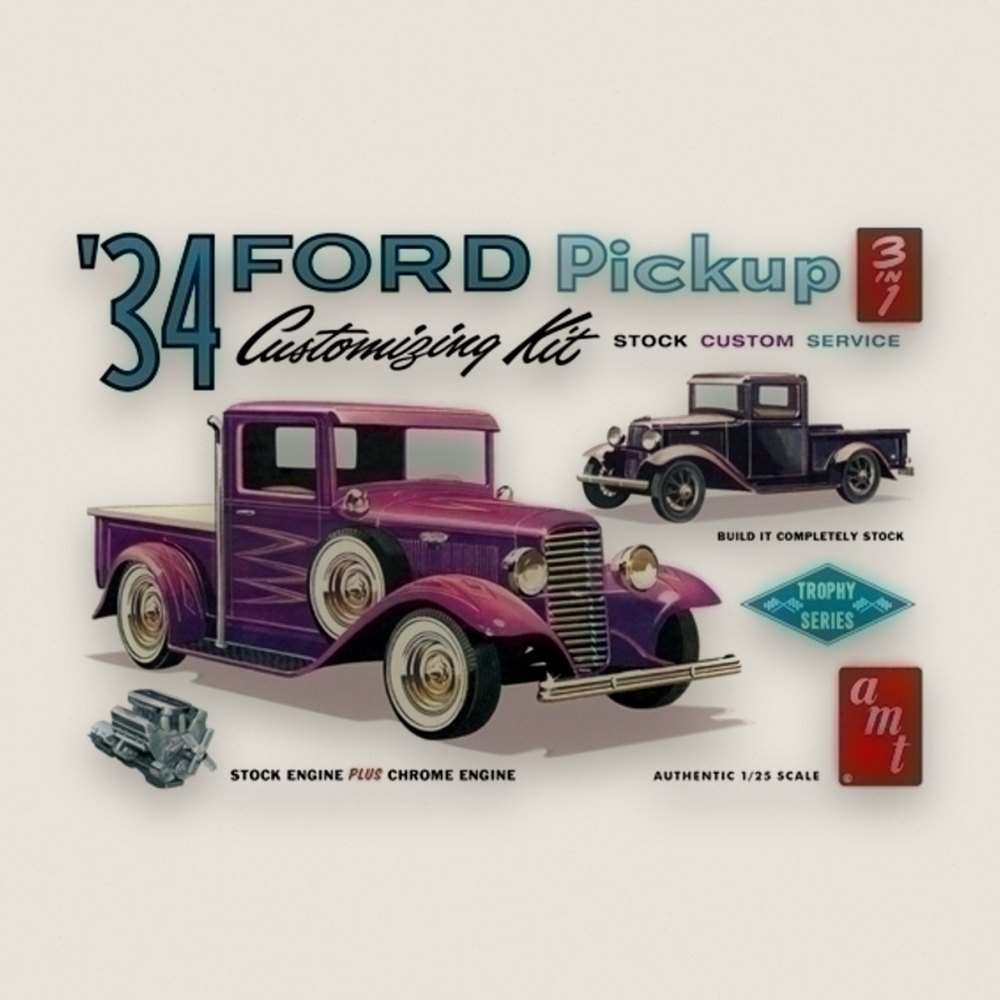 Plastic Model Kit: 1934 F0rd Pickup Customizing, 1/25 - AMT
