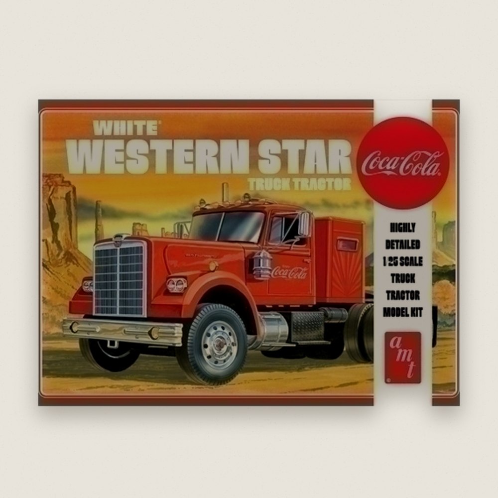 Plastic Model Kit: White Western Star Coca-Cola Semi Tractor Truck, 1/25 - AMT