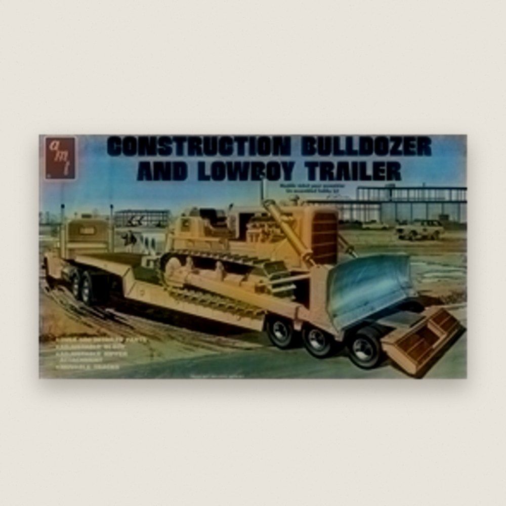 Plastic Model Kit: Lowboy Trailer and Bulldozer Combo, 1/25 - AMT