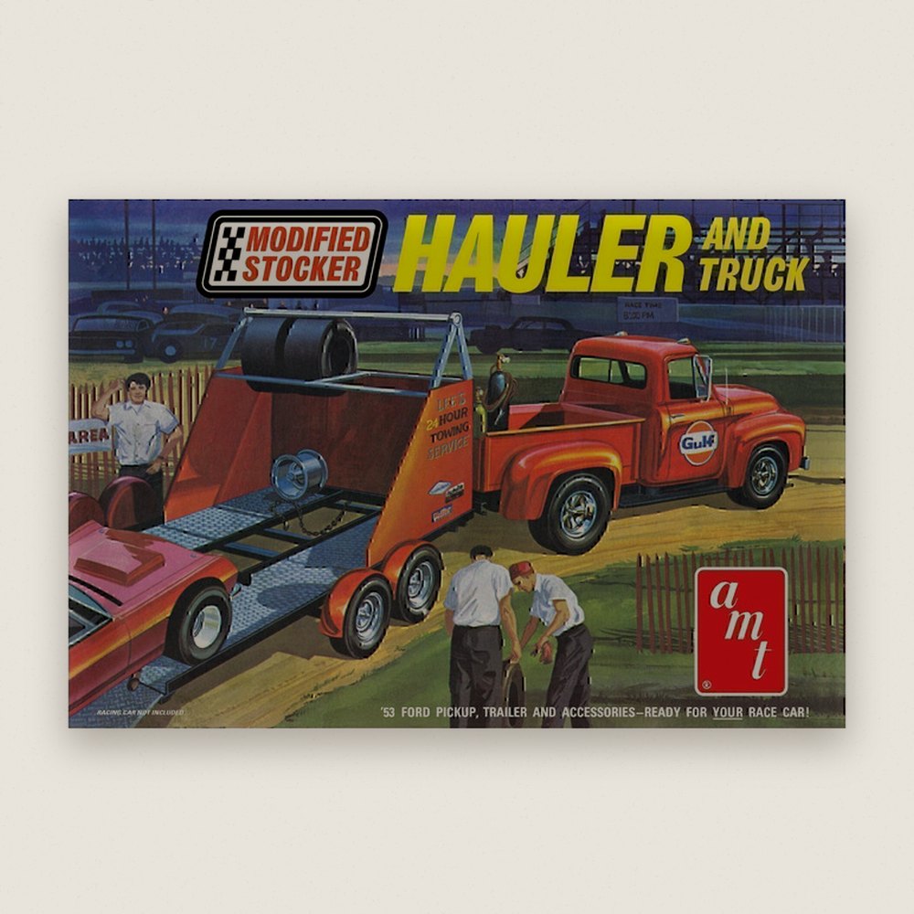Plastic Model Kit: 1953 F0rd Pickup Modified Stocked Hauler Gulf, 1/25 - AMT