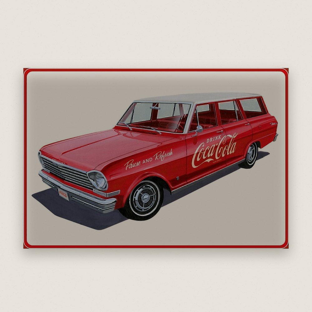 Plastic Model Kit: 1963 Chevy II Nova Wagon with Crates, Coke, 1/25 - AMT