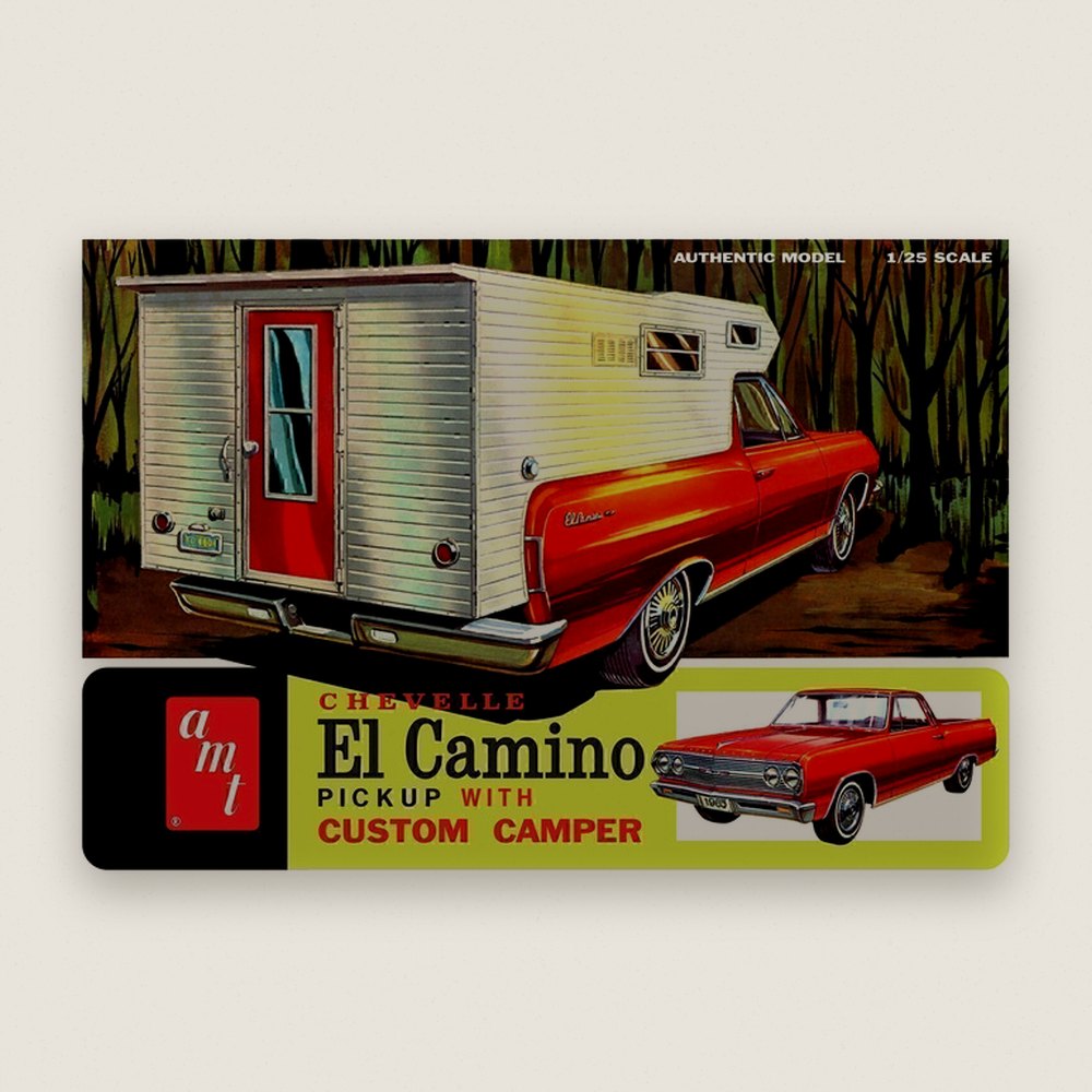 Plastic Model Kit, 1965 Chevy El Camino with Camper, 1/25 Scale - AMT