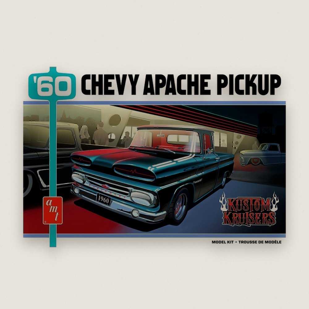 Plastic Model Kit, 1960 Chevy Apache Pickup Street Machine, 1/25 Scale - AMT