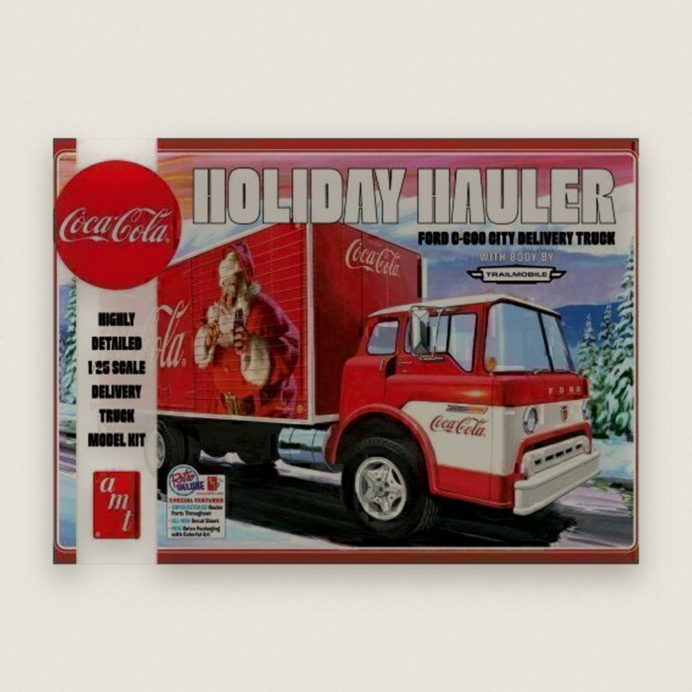 Plastic Model Kit, Ford C-600 City Holiday Delivery Truck Coca-Cola, 1/25 Scale - AMT