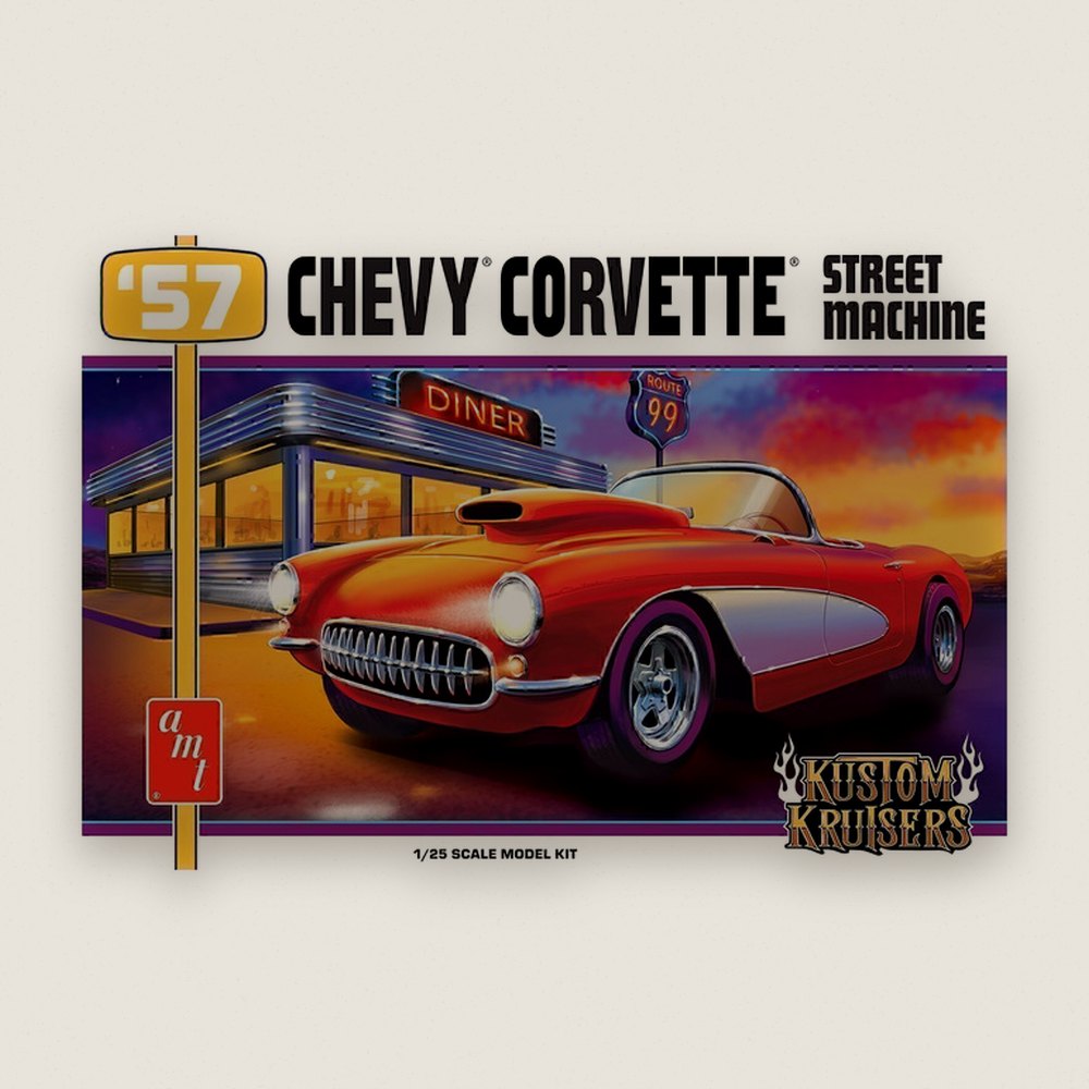 Plastic Model Kit, 1957 Chevy Corvette Street Machine, 1/25 Scale - AMT