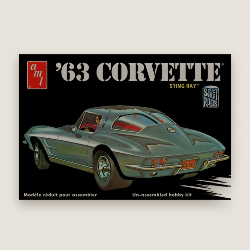 Plastic Model Kit, 1963 Chevy Corvette, 1/25 Scale - AMT