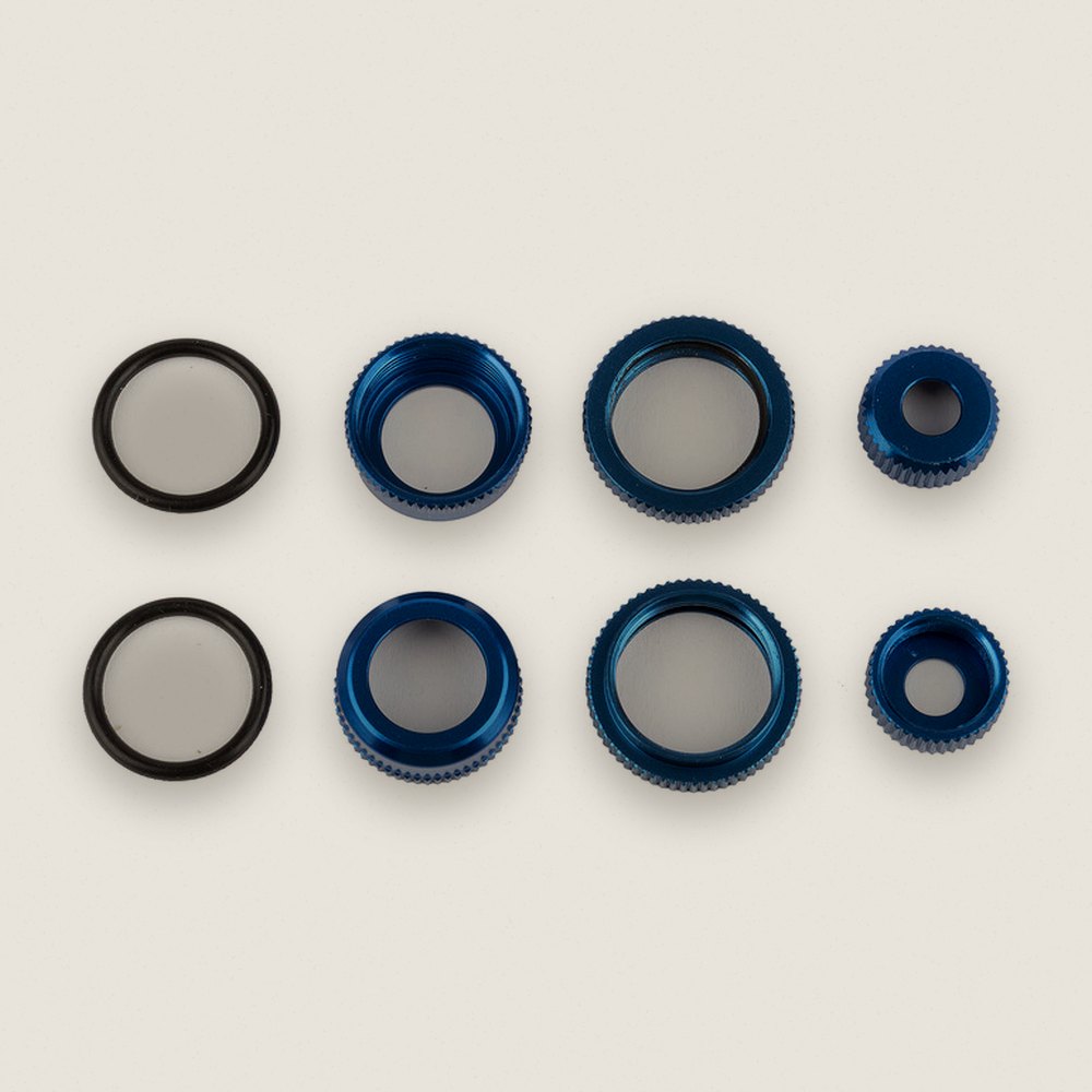 Blue Aluminum 10mm Shock Caps and Collars - Associated