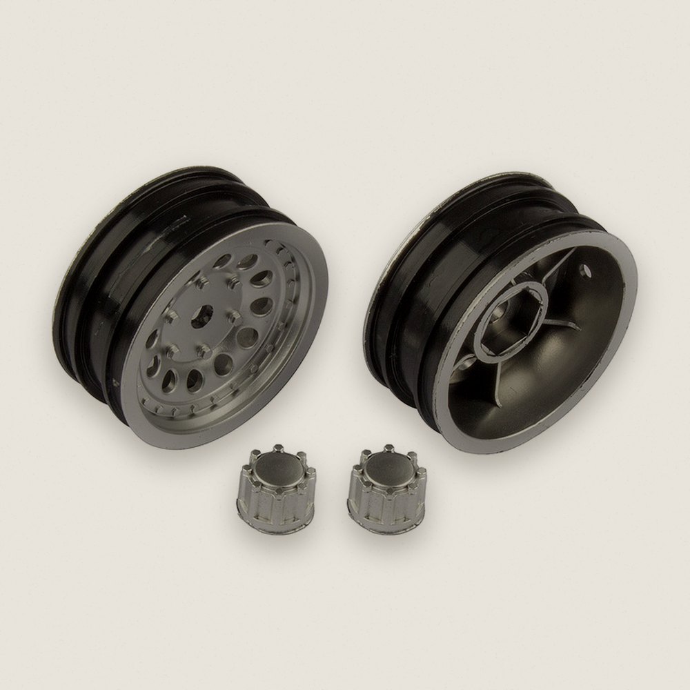 Wheels, 12 mm Hex, Satin Silver, for CR12 - Associated