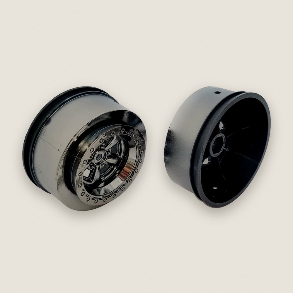 Rear Drag Wheels, Black Chrome, 2.2 in / 3.0 in, 12mm Hex - Associated