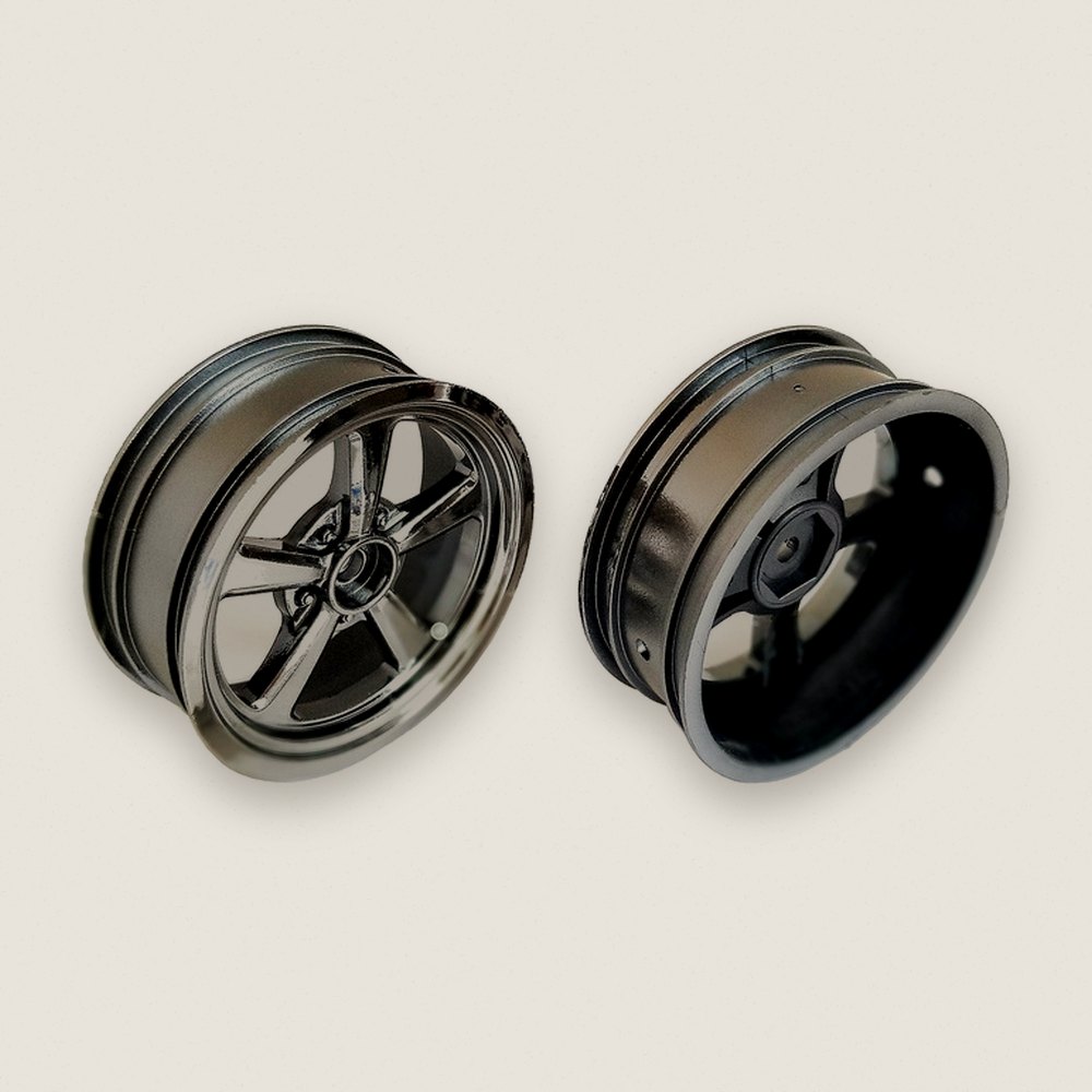 Front Drag Wheels, Black Chrome, 2.2 in, 12mm Hex - Associated