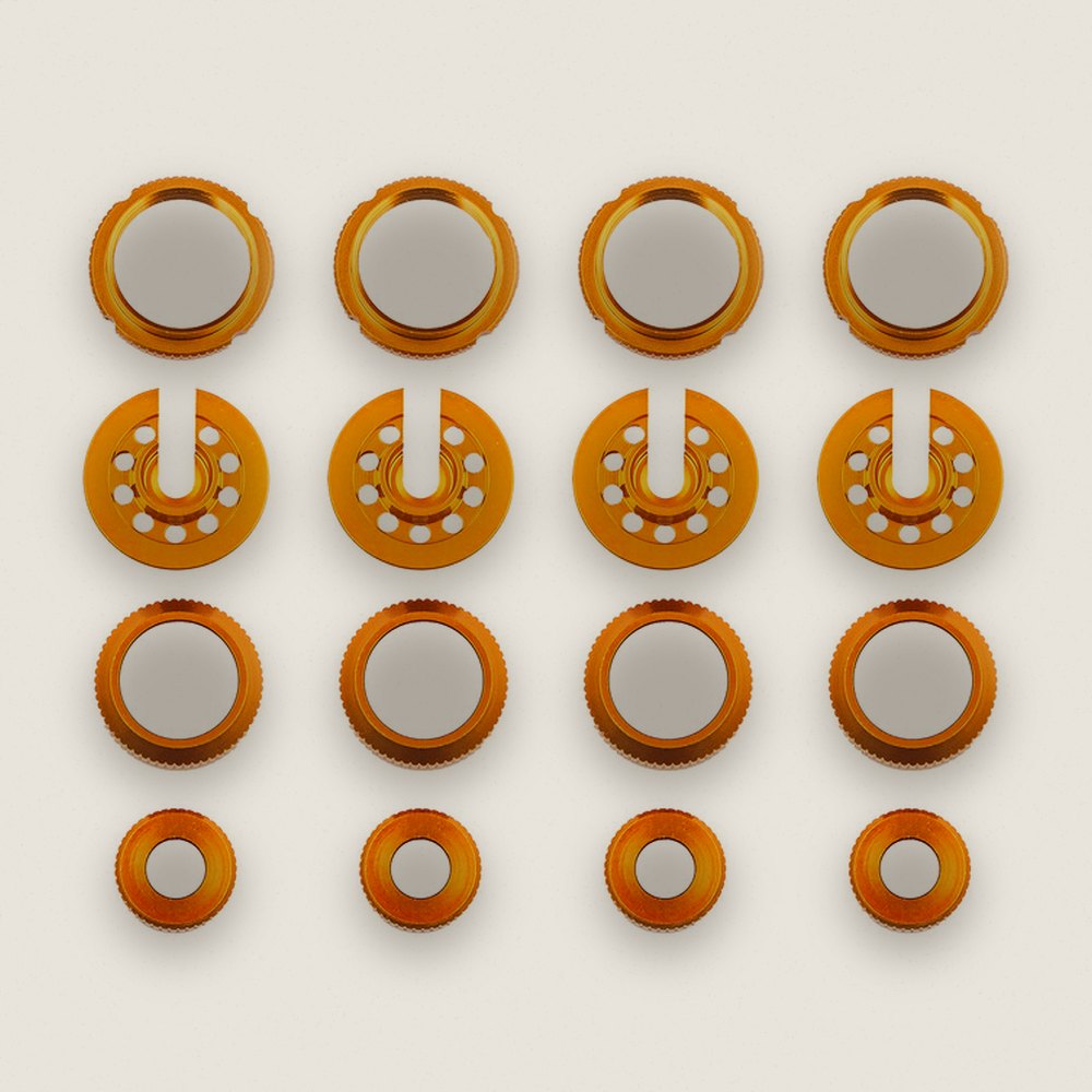 Shock Collars, Cups, Caps and Retainers, Gold for DC10 - Associated