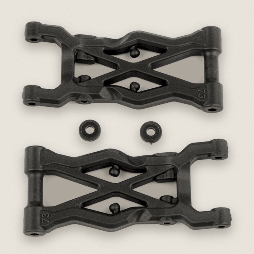 Rear Suspension Arms, 73mm Carbon Fiber, Factory Team for RC10B6.2 - Associated