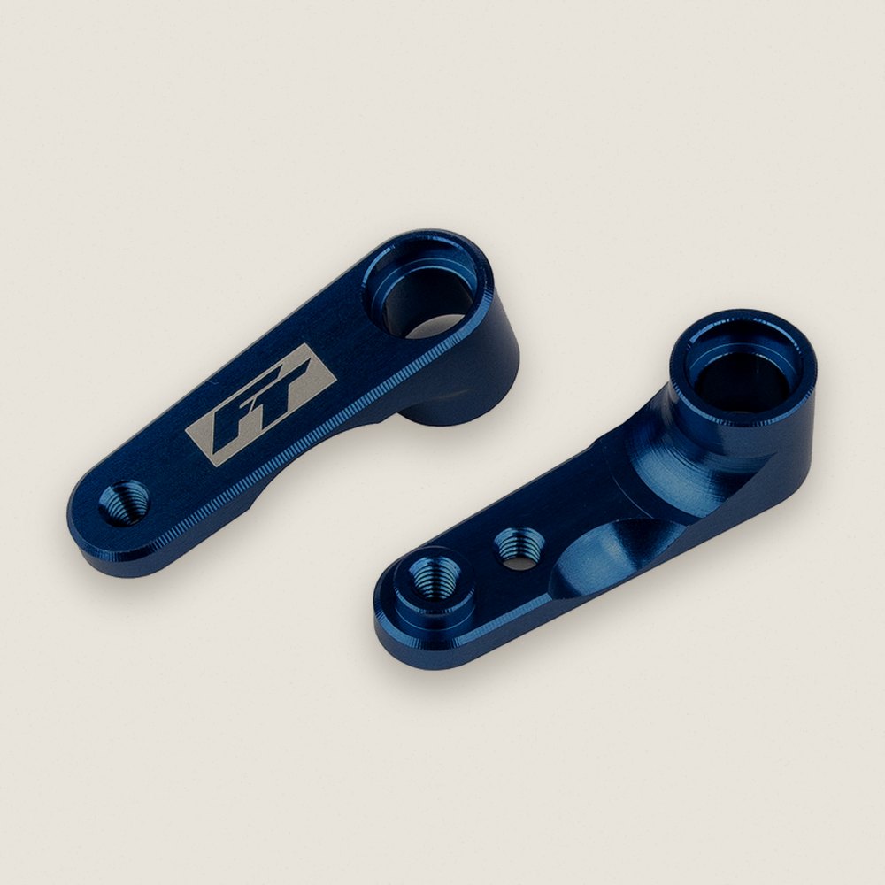 Steering Bellcranks, Blue Aluminum, Factory Team RC10b6.4 - Associated