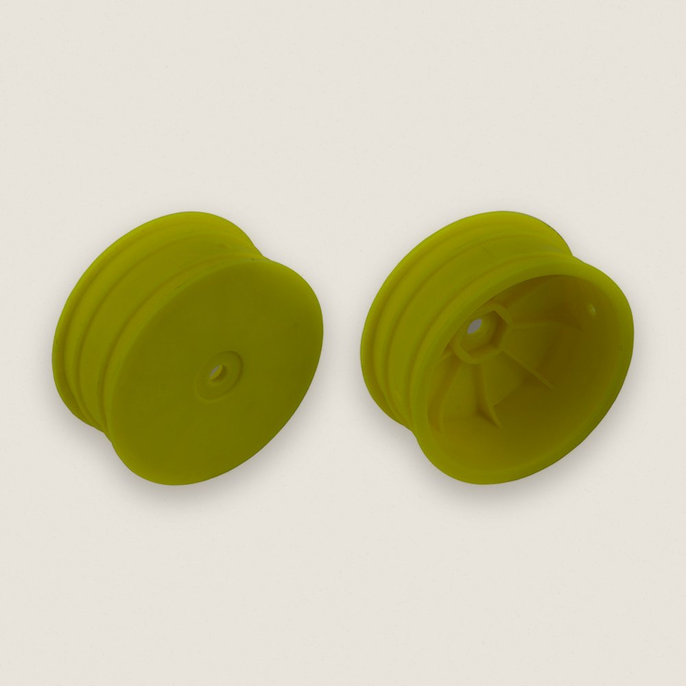 Wheels, 4WD Front 2.2 12mm Hex +1.5mm Fluorescent Yellow - Associated