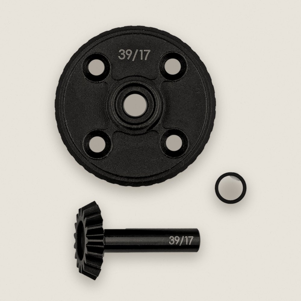 Overdrive Ring and Pinion Gear Set, 39/17, Steel, Factory Team for RC10b84 - Associated