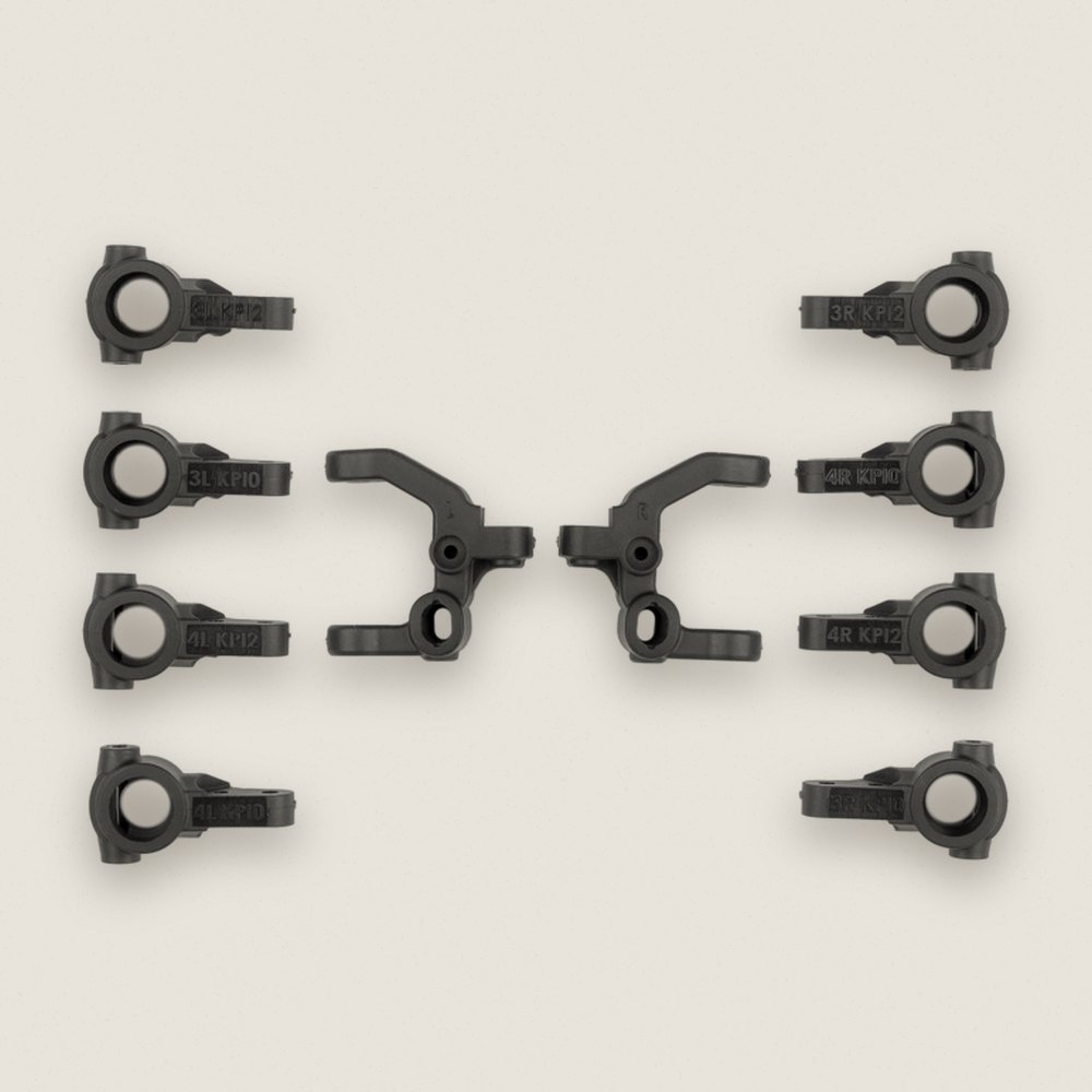 Carbon Caster and Steering Block Set, Factory Team for RC10B7.1 - Associated