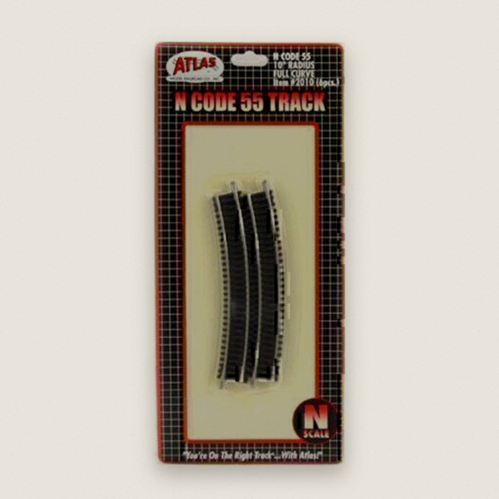 Radius Curve Track, N Code 55, 10 Radius, 6 - Atlas Trains