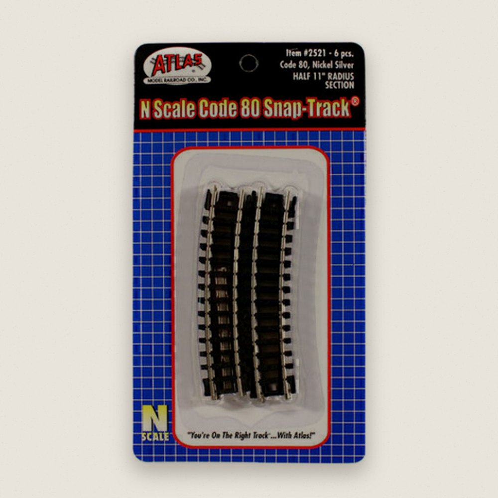 Curve Track, N Code 80, 11 Radius 1/2 Curve, 6 - Atlas Trains