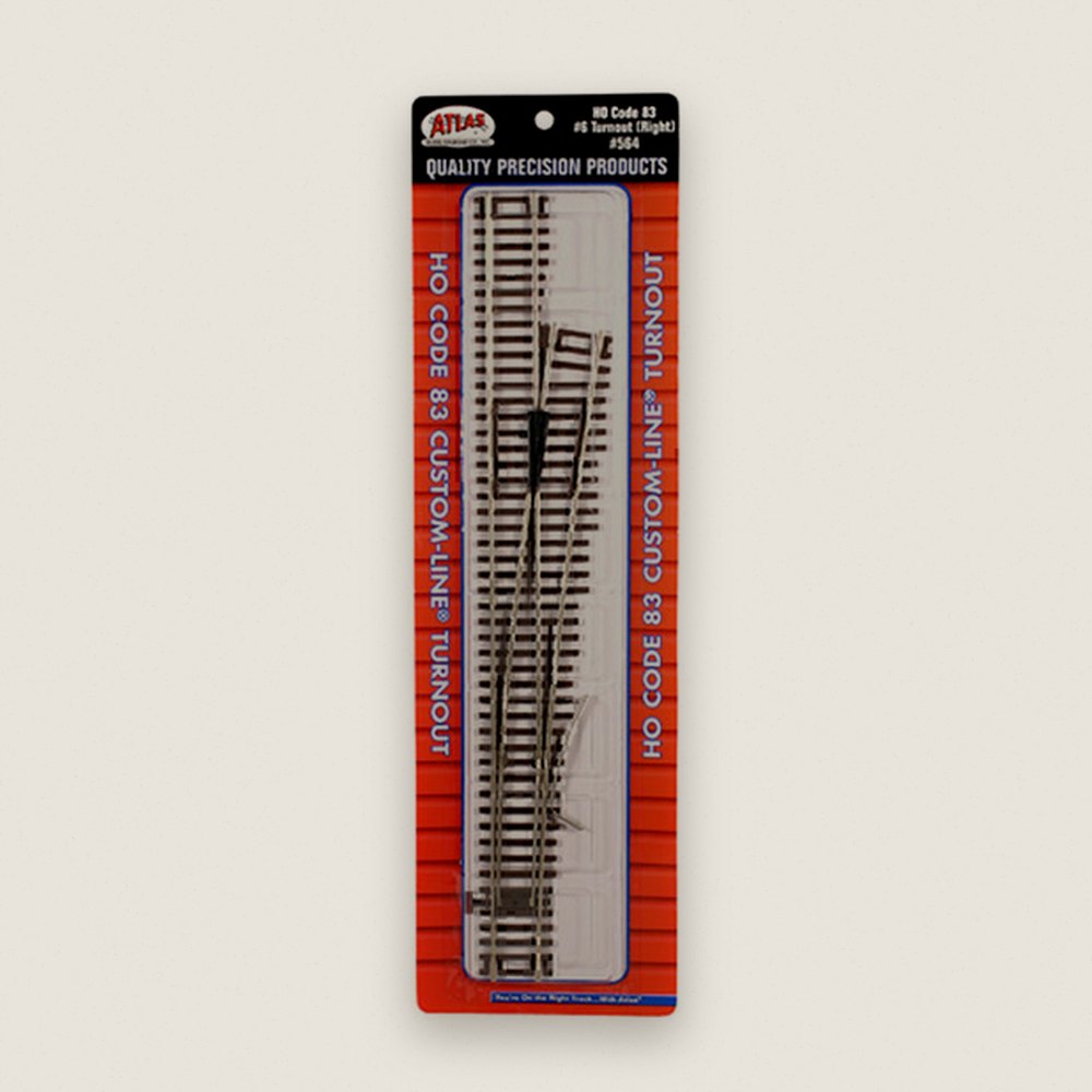 Custom Right-Hand Turnout, HO C83 #6 - Atlas Trains