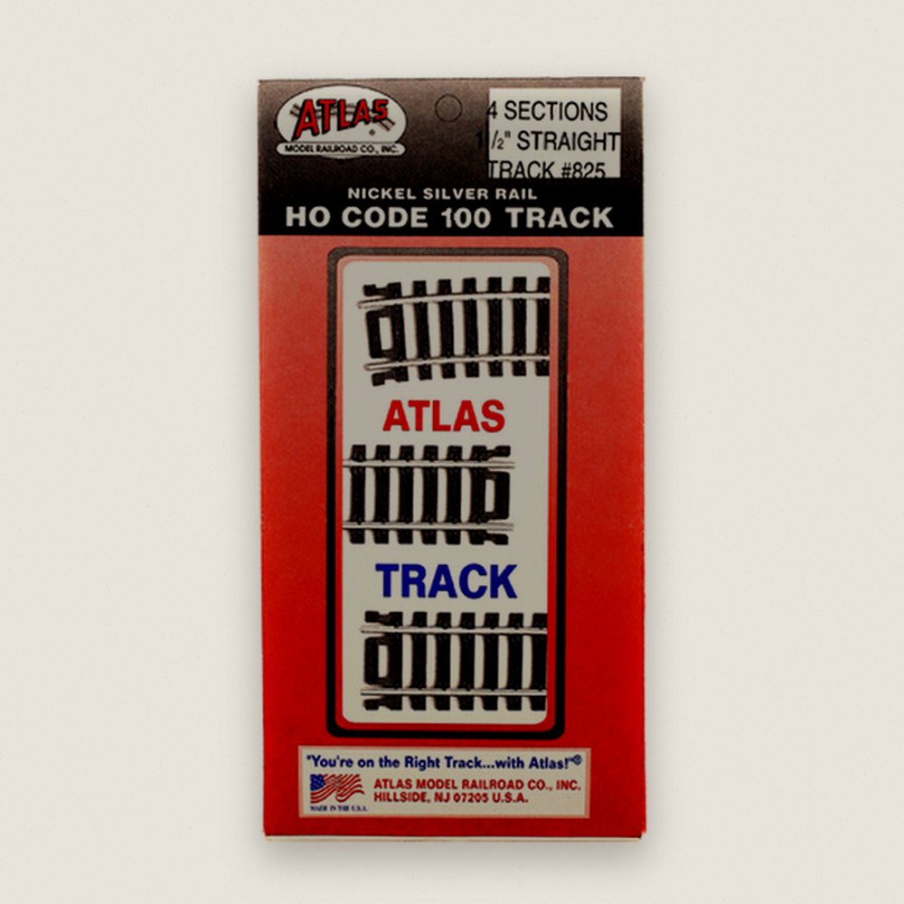 Straight Track, 1.5 Inch (4), HO Code 100 - Atlas Trains