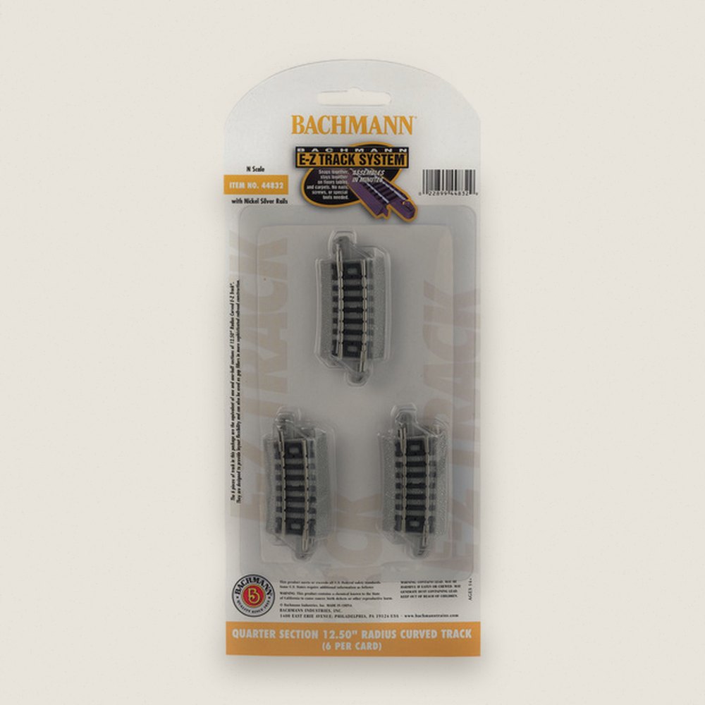 Quarter Radius Curve Track, N NS EZ 12.5, 6 Pack - Bachmann