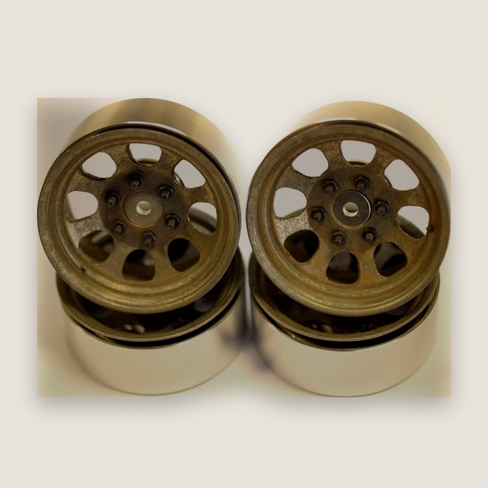 Raw Steel 1.9 Beadlock Wheels, 6-Lug Wagon, 12mm Hex (4) - Hot Racing