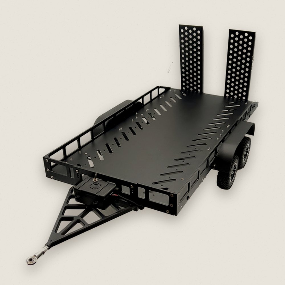 Full Metal Trailer, 1:10 Scale with LED Lights (Black) - Bolink