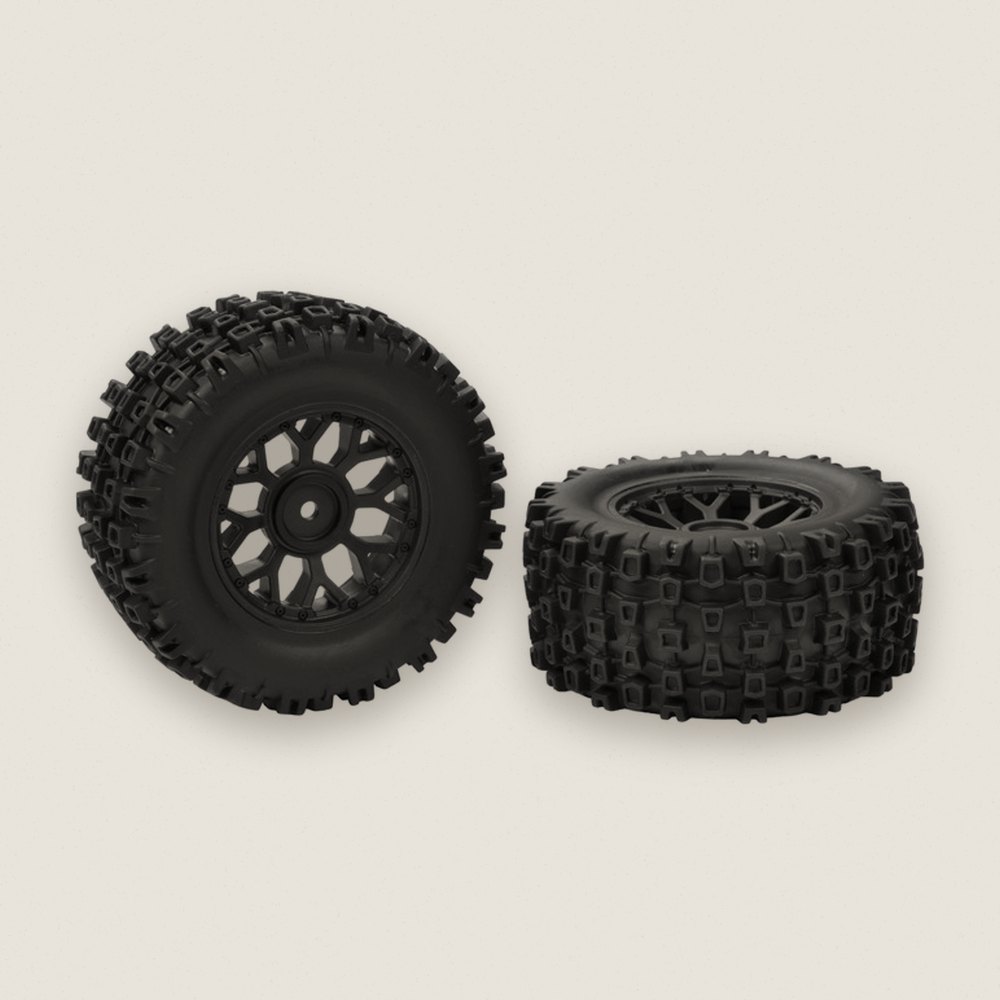 Tire Set, Glued On Black Rims, 1 Pair - Corally