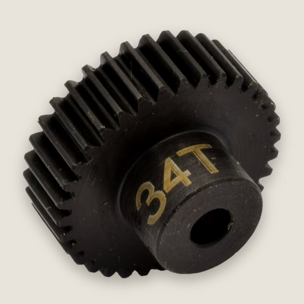Pinion Gear, 34T 48P Hardened Steel, 1/8 Bore - Hot Racing