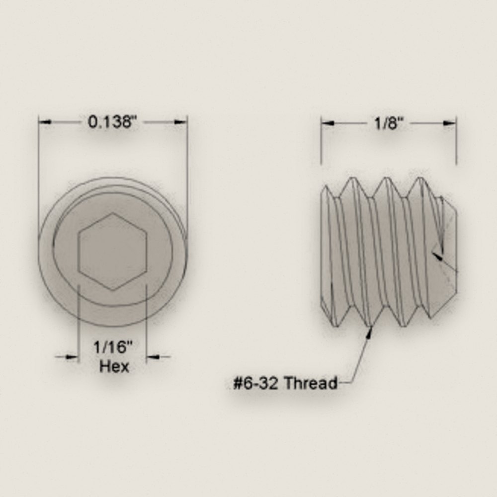 Stainless Steel Set Screws, 6-32 x 1/8 Inch - Custom Works RC