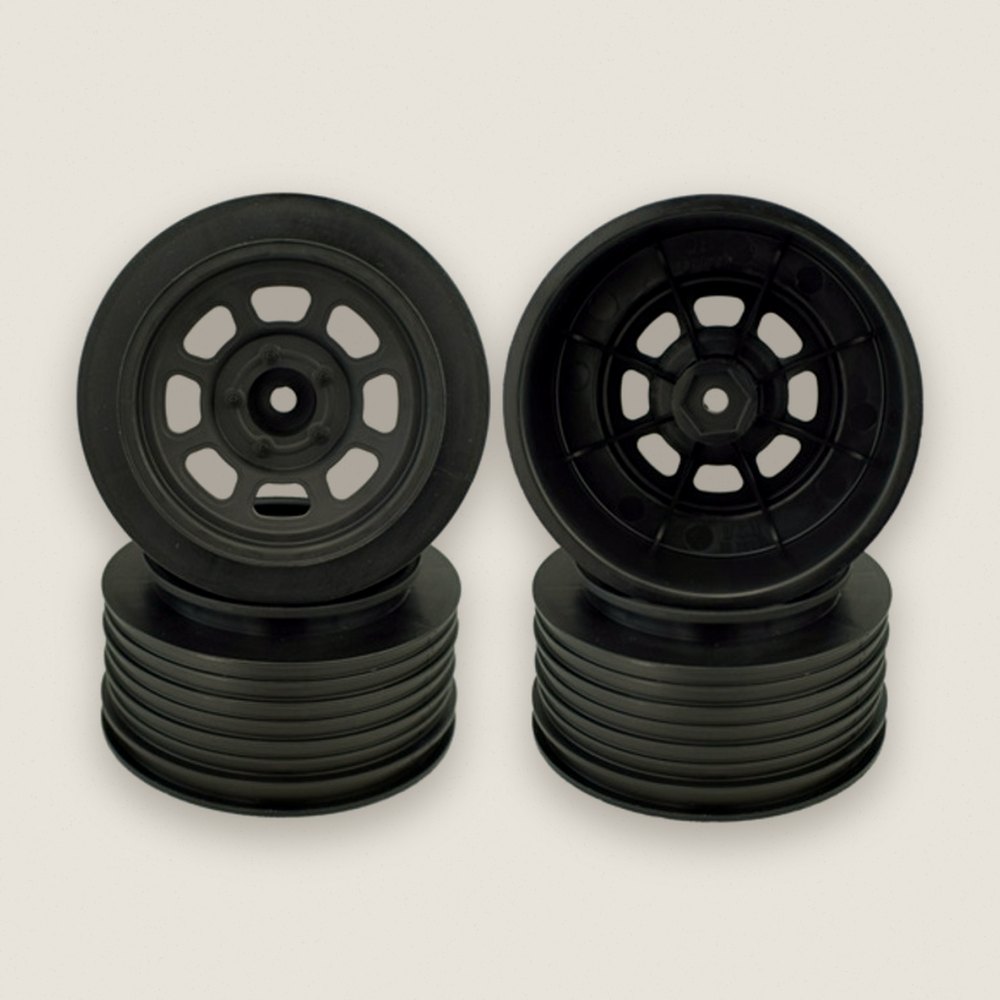 Speedway Wheels, Front, Black, 4P, 19mm BKSP, for TRA Slash - DE Racing