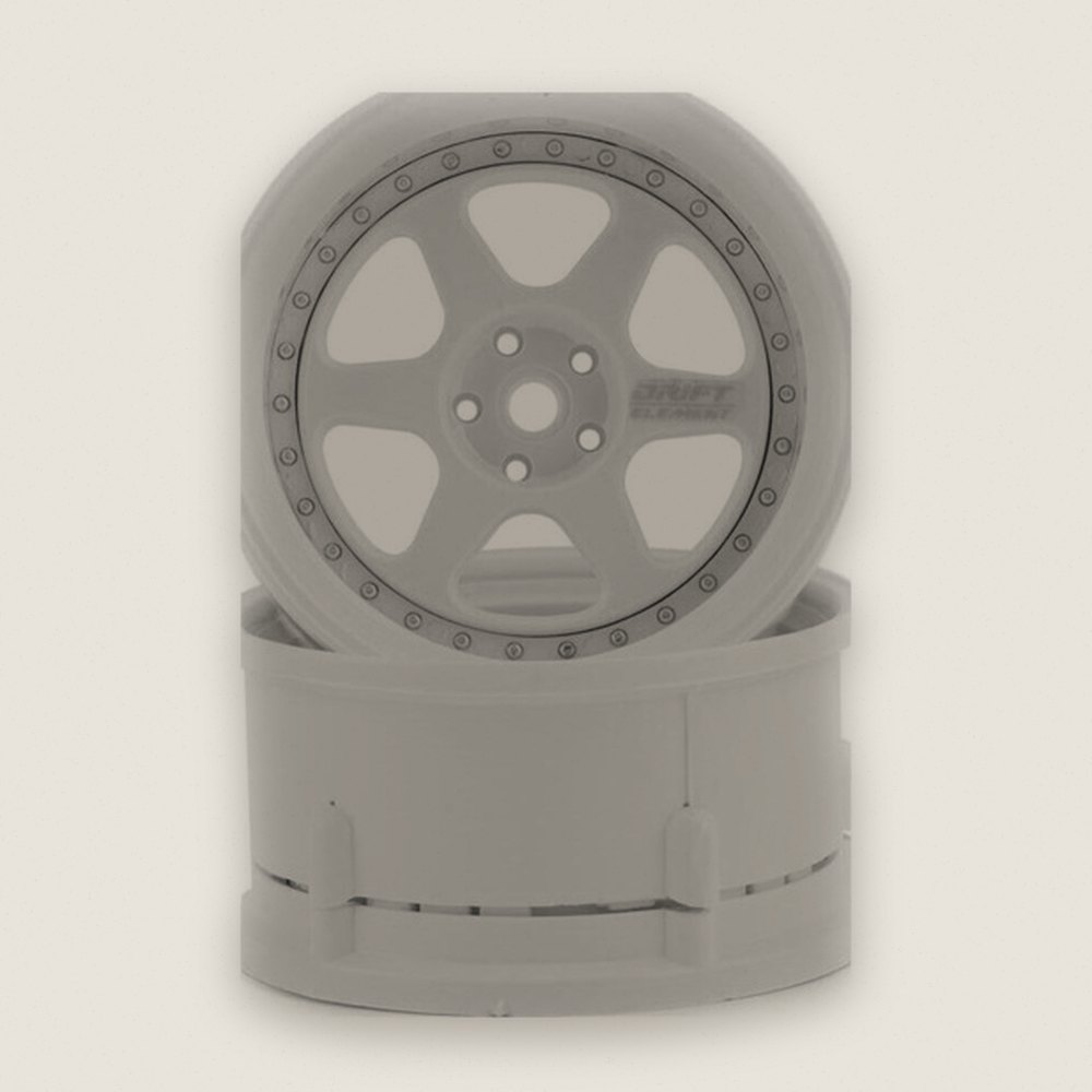 Drift Wheels, Drift Element 6-Spoke, Triple White with Silver Rivets - DS Racing