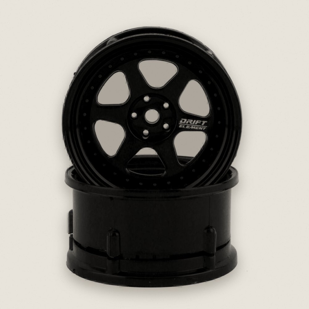 Drift Wheels, Drift Element 6-Spoke, Triple Black (2) - DS Racing